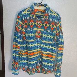 Colorful Aztec Fleece RF Brand Button up Top M